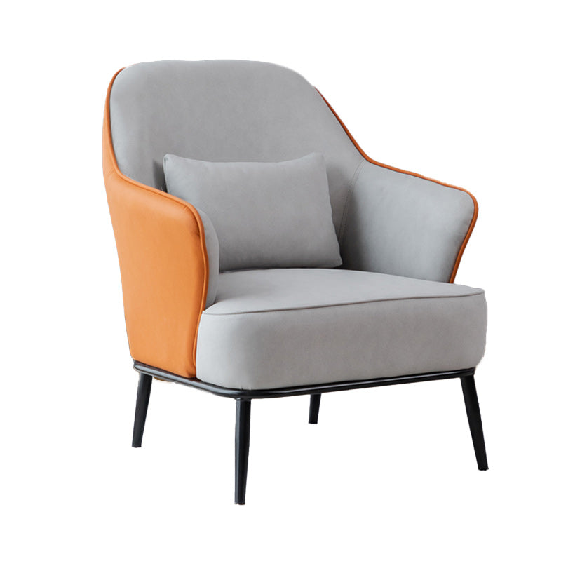 Modern Armchair Solid Color Pillow Back Basic Four Legs Chair Light Gray Orange 1 Piece Clearhalo 'Accent Chairs' 'accent_chairs' 'Chairs & Seating' 'furn' 'furn_accent_chairs' 'Furniture' 'Living Room Furniture' 6637059