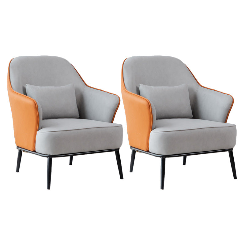 Modern Armchair Solid Color Pillow Back Basic Four Legs Chair Light Gray Orange 2 Piece Set Clearhalo 'Accent Chairs' 'accent_chairs' 'Chairs & Seating' 'furn' 'furn_accent_chairs' 'Furniture' 'Living Room Furniture' 6637061