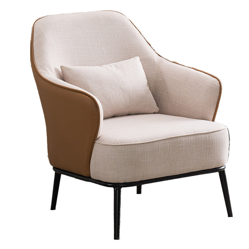 Modern Armchair Solid Color Pillow Back Basic Four Legs Chair Beige Brown 1 Piece Clearhalo 'Accent Chairs' 'accent_chairs' 'Chairs & Seating' 'furn' 'furn_accent_chairs' 'Furniture' 'Living Room Furniture' 6637064