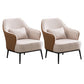 Modern Armchair Solid Color Pillow Back Basic Four Legs Chair Beige Brown 2 Piece Set Clearhalo 'Accent Chairs' 'accent_chairs' 'Chairs & Seating' 'furn' 'furn_accent_chairs' 'Furniture' 'Living Room Furniture' 6637066