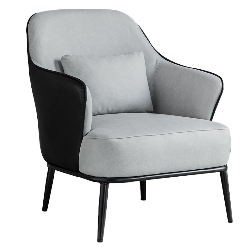Modern Armchair Solid Color Pillow Back Basic Four Legs Chair Light Gray-Black 1 Piece Clearhalo 'Accent Chairs' 'accent_chairs' 'Chairs & Seating' 'furn' 'furn_accent_chairs' 'Furniture' 'Living Room Furniture' 6637067