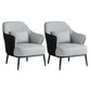 Modern Armchair Solid Color Pillow Back Basic Four Legs Chair Light Gray-Black 2 Piece Set Clearhalo 'Accent Chairs' 'accent_chairs' 'Chairs & Seating' 'furn' 'furn_accent_chairs' 'Furniture' 'Living Room Furniture' 6637070