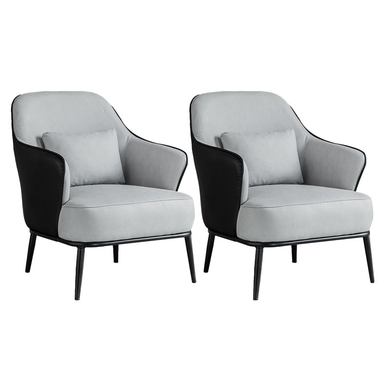 Modern Armchair Solid Color Pillow Back Basic Four Legs Chair Light Gray-Black 2 Piece Set Clearhalo 'Accent Chairs' 'accent_chairs' 'Chairs & Seating' 'furn' 'furn_accent_chairs' 'Furniture' 'Living Room Furniture' 6637070