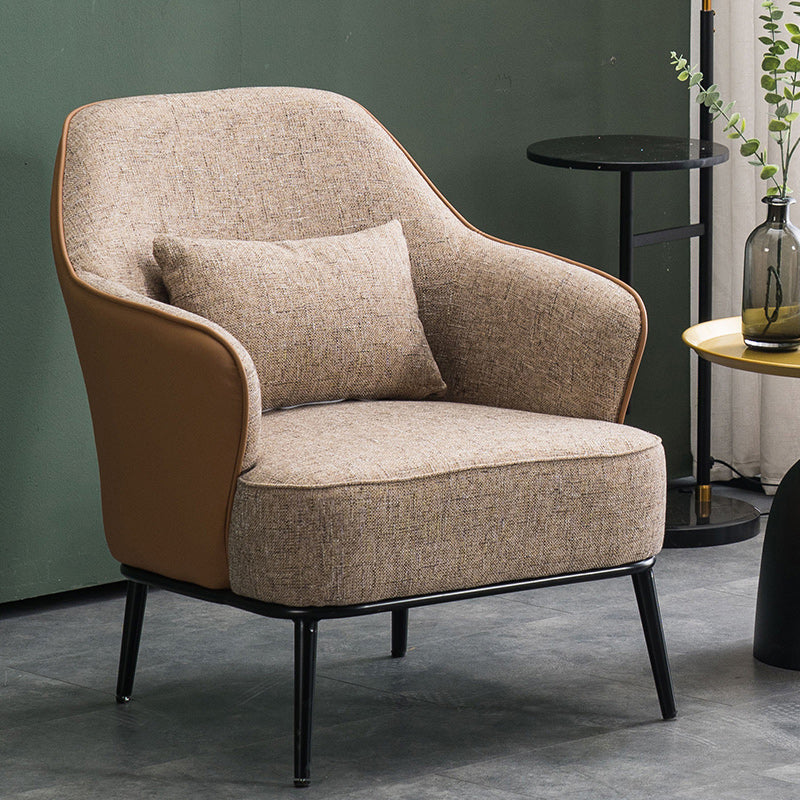 Modern Armchair Solid Color Pillow Back Basic Four Legs Chair Clearhalo 'Accent Chairs' 'accent_chairs' 'Chairs & Seating' 'furn' 'furn_accent_chairs' 'Furniture' 'Living Room Furniture' 6637073