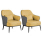 Modern Armchair Solid Color Pillow Back Basic Four Legs Chair Dark Gray-Yellow 2 Piece Set Clearhalo 'Accent Chairs' 'accent_chairs' 'Chairs & Seating' 'furn' 'furn_accent_chairs' 'Furniture' 'Living Room Furniture' 6637077