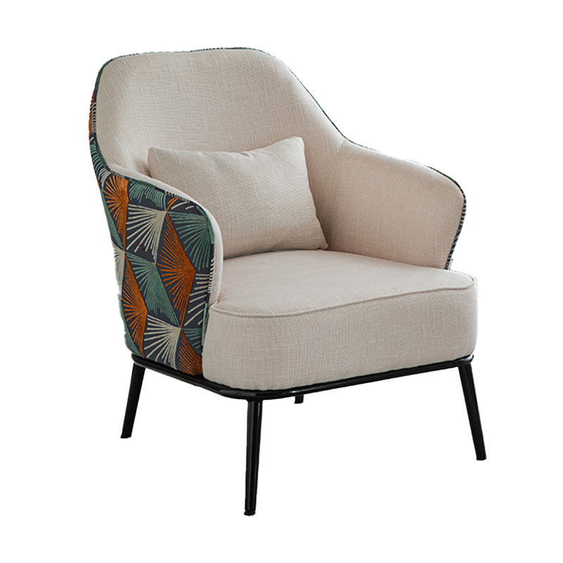 Modern Armchair Solid Color Pillow Back Basic Four Legs Chair Off White-Colours 1 Piece Clearhalo 'Accent Chairs' 'accent_chairs' 'Chairs & Seating' 'furn' 'furn_accent_chairs' 'Furniture' 'Living Room Furniture' 6637078