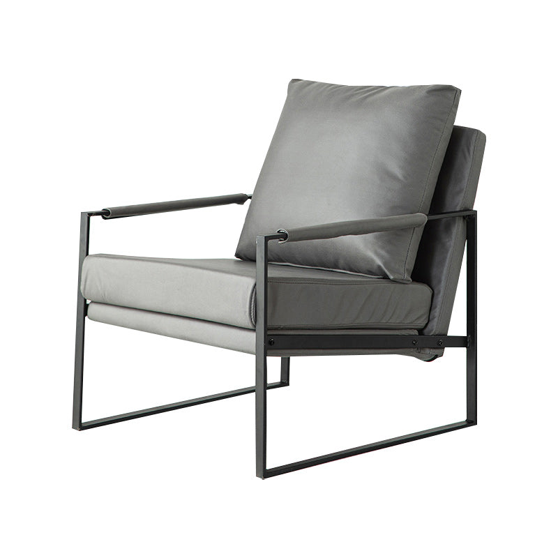 Modern Arm Chair Living Room Pillow Back Square Arms Leather Accent Chair Dark Gray 1 Piece Clearhalo 'Accent Chairs' 'accent_chairs' 'Chairs & Seating' 'furn' 'furn_accent_chairs' 'Furniture' 'Living Room Furniture' 6637082