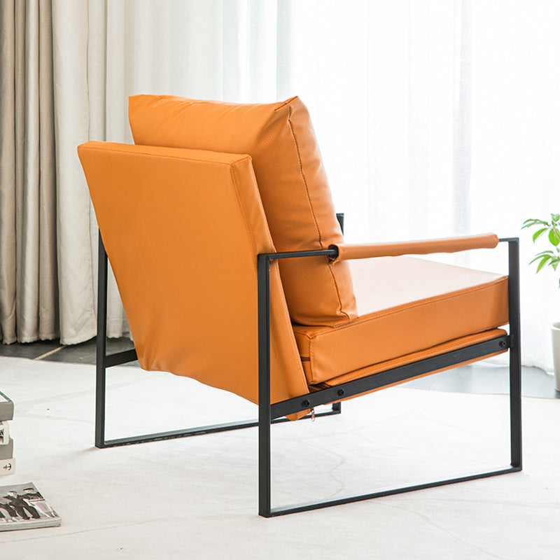 Modern Arm Chair Living Room Pillow Back Square Arms Leather Accent Chair Clearhalo 'Accent Chairs' 'accent_chairs' 'Chairs & Seating' 'furn' 'furn_accent_chairs' 'Furniture' 'Living Room Furniture' 6637086