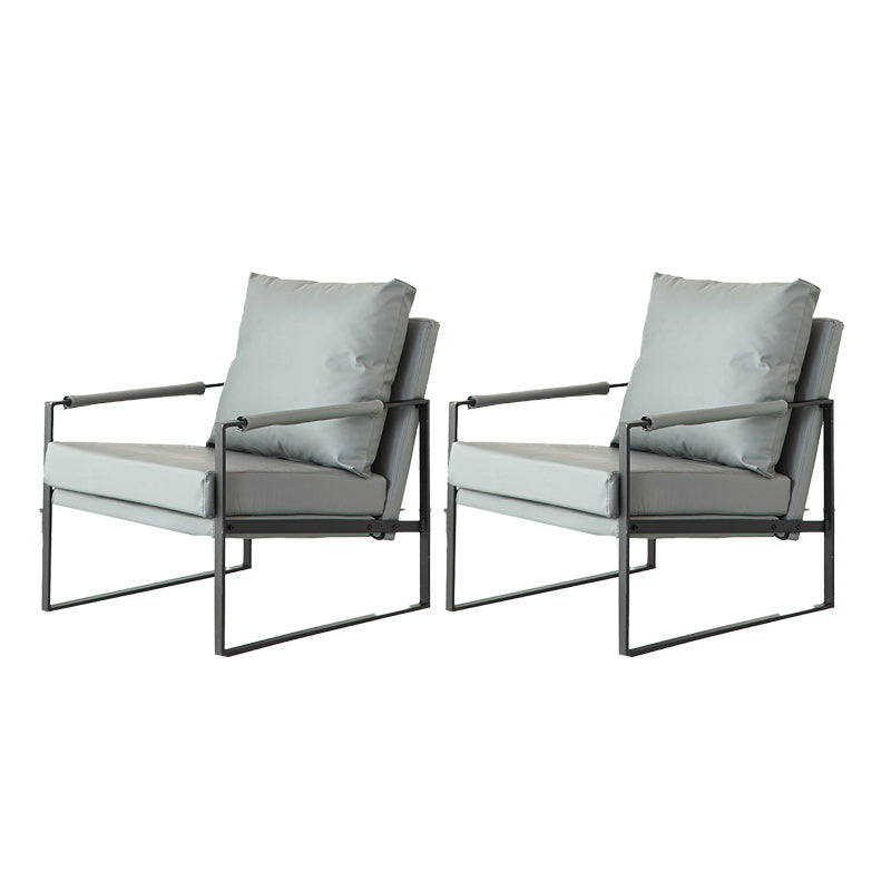Modern Arm Chair Living Room Pillow Back Square Arms Leather Accent Chair Light Gray 2 Piece Set Clearhalo 'Accent Chairs' 'accent_chairs' 'Chairs & Seating' 'furn' 'furn_accent_chairs' 'Furniture' 'Living Room Furniture' 6637088