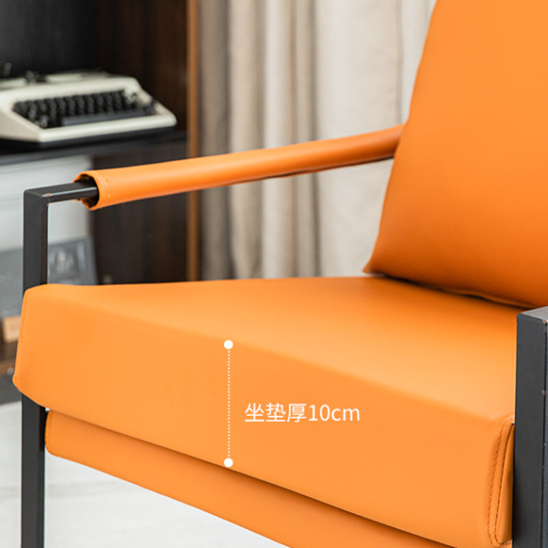 Modern Arm Chair Living Room Pillow Back Square Arms Leather Accent Chair Clearhalo 'Accent Chairs' 'accent_chairs' 'Chairs & Seating' 'furn' 'furn_accent_chairs' 'Furniture' 'Living Room Furniture' 6637093