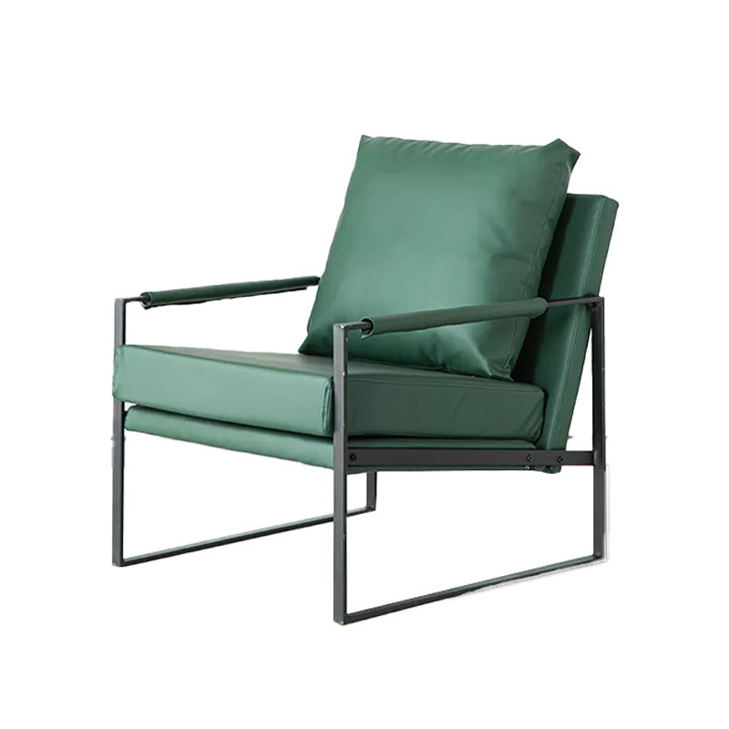 Modern Arm Chair Living Room Pillow Back Square Arms Leather Accent Chair Dark Green 1 Piece Clearhalo 'Accent Chairs' 'accent_chairs' 'Chairs & Seating' 'furn' 'furn_accent_chairs' 'Furniture' 'Living Room Furniture' 6637094