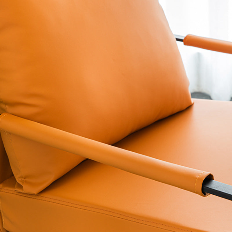 Modern Arm Chair Living Room Pillow Back Square Arms Leather Accent Chair Clearhalo 'Accent Chairs' 'accent_chairs' 'Chairs & Seating' 'furn' 'furn_accent_chairs' 'Furniture' 'Living Room Furniture' 6637096