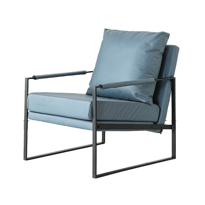 Modern Arm Chair Living Room Pillow Back Square Arms Leather Accent Chair Airy Blue 1 Piece Clearhalo 'Accent Chairs' 'accent_chairs' 'Chairs & Seating' 'furn' 'furn_accent_chairs' 'Furniture' 'Living Room Furniture' 6637101