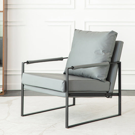 Modern Arm Chair Living Room Pillow Back Square Arms Leather Accent Chair Clearhalo 'Accent Chairs' 'accent_chairs' 'Chairs & Seating' 'furn' 'furn_accent_chairs' 'Furniture' 'Living Room Furniture' 6637102