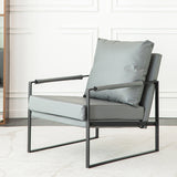 Modern Arm Chair Living Room Pillow Back Square Arms Leather Accent Chair Clearhalo 'Accent Chairs' 'accent_chairs' 'Chairs & Seating' 'furn' 'furn_accent_chairs' 'Furniture' 'Living Room Furniture' 6637102