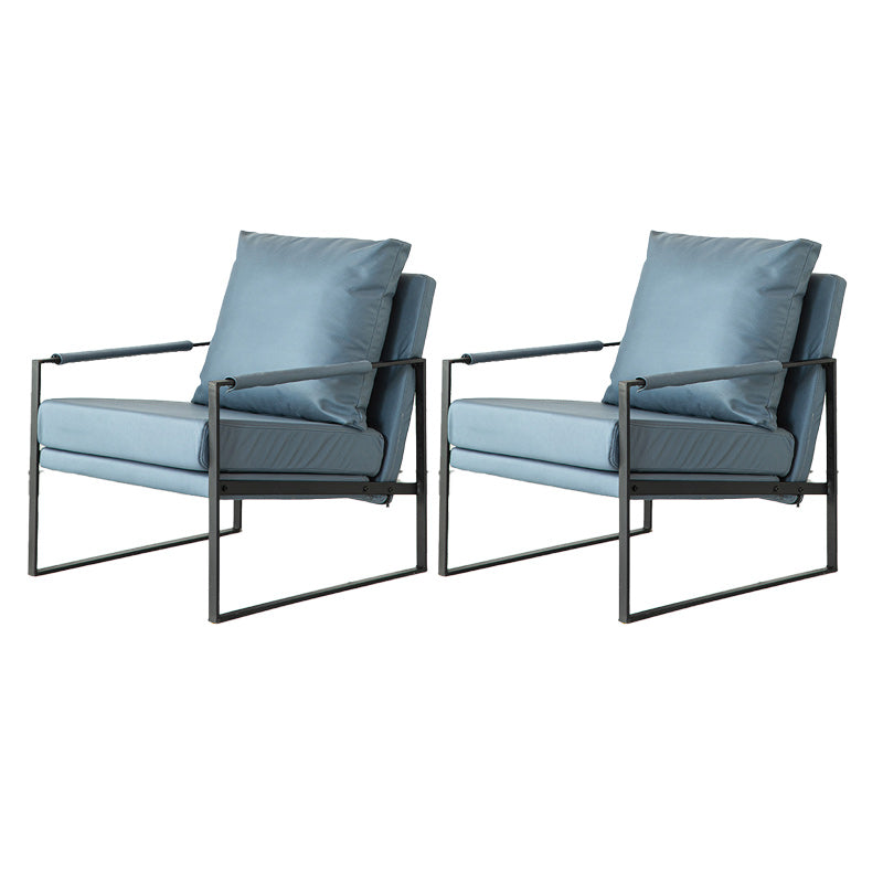 Modern Arm Chair Living Room Pillow Back Square Arms Leather Accent Chair Airy Blue 2 Piece Set Clearhalo 'Accent Chairs' 'accent_chairs' 'Chairs & Seating' 'furn' 'furn_accent_chairs' 'Furniture' 'Living Room Furniture' 6637103