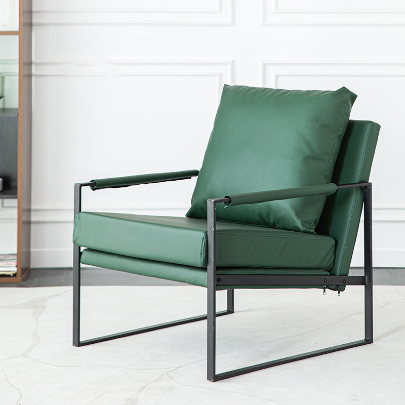 Modern Arm Chair Living Room Pillow Back Square Arms Leather Accent Chair Clearhalo 'Accent Chairs' 'accent_chairs' 'Chairs & Seating' 'furn' 'furn_accent_chairs' 'Furniture' 'Living Room Furniture' 6637105