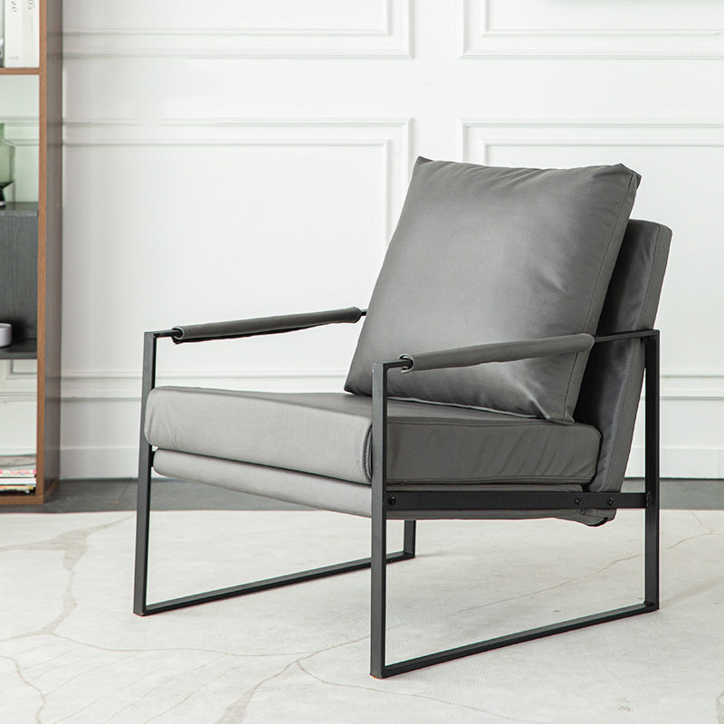 Modern Arm Chair Living Room Pillow Back Square Arms Leather Accent Chair Clearhalo 'Accent Chairs' 'accent_chairs' 'Chairs & Seating' 'furn' 'furn_accent_chairs' 'Furniture' 'Living Room Furniture' 6637106