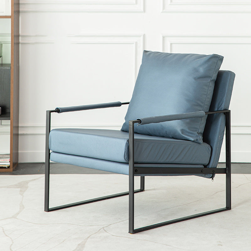 Modern Arm Chair Living Room Pillow Back Square Arms Leather Accent Chair Clearhalo 'Accent Chairs' 'accent_chairs' 'Chairs & Seating' 'furn' 'furn_accent_chairs' 'Furniture' 'Living Room Furniture' 6637107