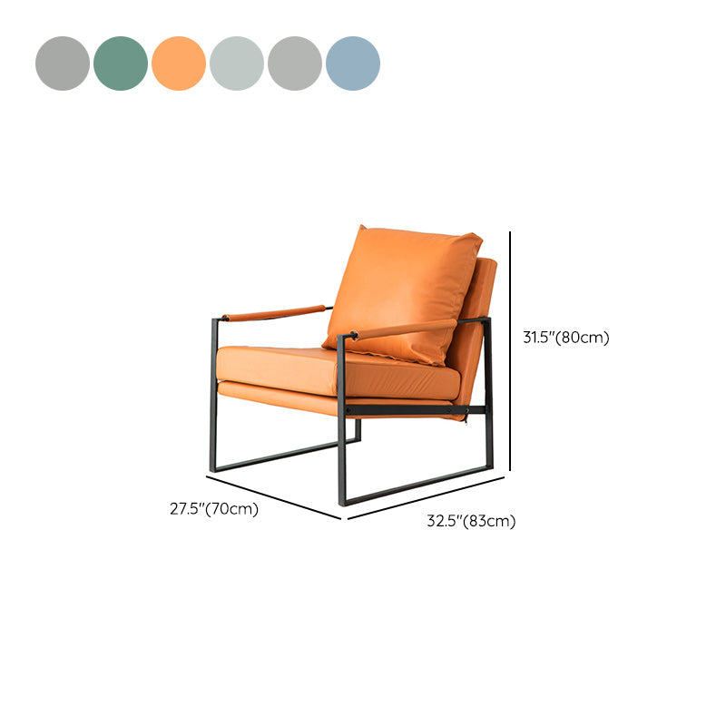 Modern Arm Chair Living Room Pillow Back Square Arms Leather Accent Chair Clearhalo 'Accent Chairs' 'accent_chairs' 'Chairs & Seating' 'furn' 'furn_accent_chairs' 'Furniture' 'Living Room Furniture' 6637108