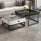Glam Coffee Cocktail Table Square Glass / Slate Coffee Table with Drawer Clearhalo 'Coffee & Accent Tables' 'Coffee Tables' 'coffee_tables' 'furn' 'furn_coffee_tables' 'Furniture' 'Living Room Furniture' 6637197