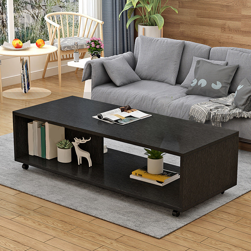 Rectangular 1 - Shelf Coffee Table with Casters Contemporary 15" H 1 Single Cocktail Table Clearhalo 'Coffee & Accent Tables' 'Coffee Tables' 'coffee_tables' 'furn' 'furn_coffee_tables' 'Furniture' 'Living Room Furniture' 6637284