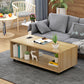 Rectangular 1 - Shelf Coffee Table with Casters Contemporary 15" H 1 Single Cocktail Table 31.5"L x 16"W x 15"H Natural Clearhalo 'Coffee & Accent Tables' 'Coffee Tables' 'coffee_tables' 'furn' 'furn_coffee_tables' 'Furniture' 'Living Room Furniture' 6637290