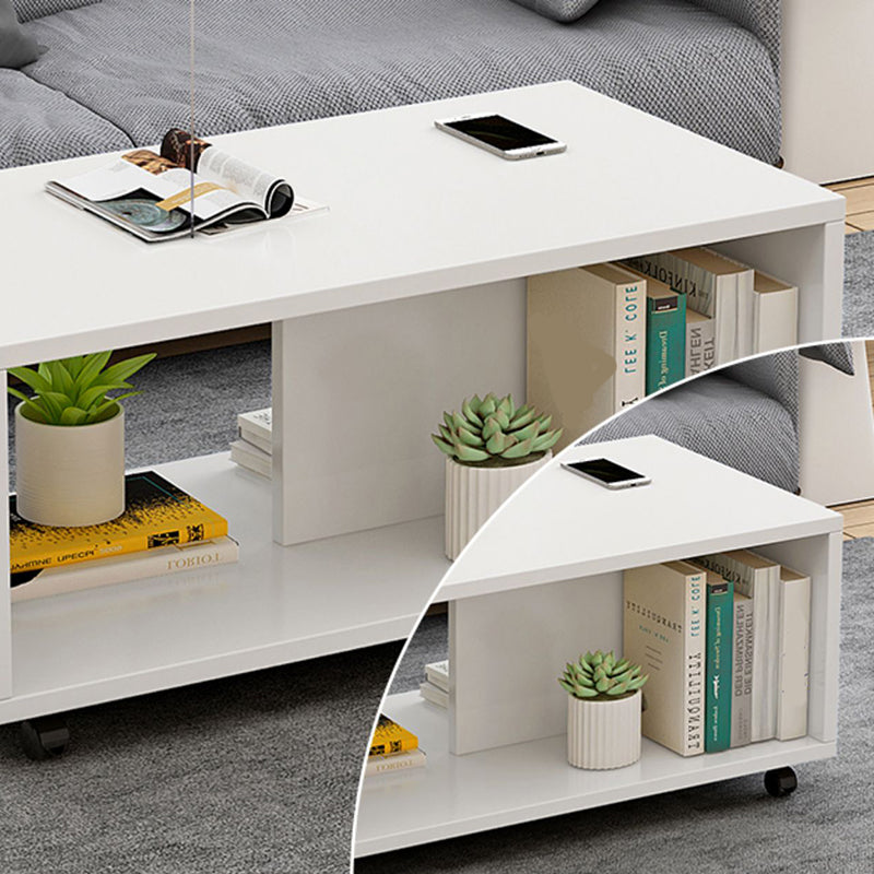 Rectangular 1 - Shelf Coffee Table with Casters Contemporary 15" H 1 Single Cocktail Table Clearhalo 'Coffee & Accent Tables' 'Coffee Tables' 'coffee_tables' 'furn' 'furn_coffee_tables' 'Furniture' 'Living Room Furniture' 6637291