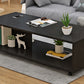 Rectangular 1 - Shelf Coffee Table with Casters Contemporary 15" H 1 Single Cocktail Table Clearhalo 'Coffee & Accent Tables' 'Coffee Tables' 'coffee_tables' 'furn' 'furn_coffee_tables' 'Furniture' 'Living Room Furniture' 6637296