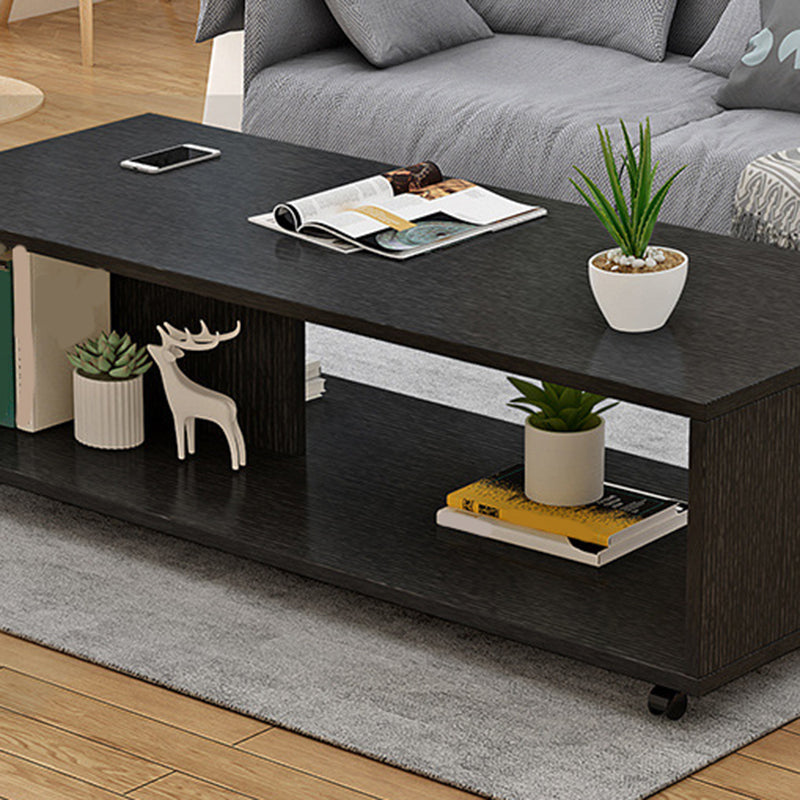 Rectangular 1 - Shelf Coffee Table with Casters Contemporary 15" H 1 Single Cocktail Table Clearhalo 'Coffee & Accent Tables' 'Coffee Tables' 'coffee_tables' 'furn' 'furn_coffee_tables' 'Furniture' 'Living Room Furniture' 6637296