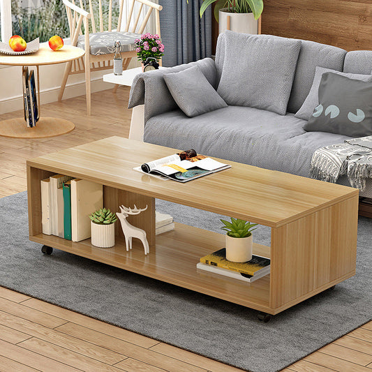 Rectangular 1 - Shelf Coffee Table with Casters Contemporary 15" H 1 Single Cocktail Table