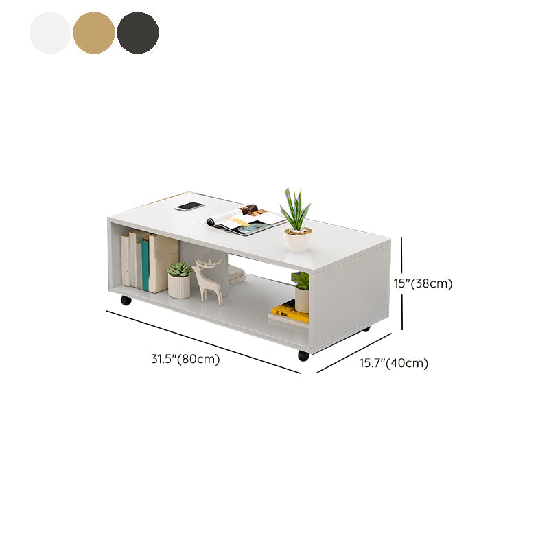 Rectangular 1 - Shelf Coffee Table with Casters Contemporary 15" H 1 Single Cocktail Table Clearhalo 'Coffee & Accent Tables' 'Coffee Tables' 'coffee_tables' 'furn' 'furn_coffee_tables' 'Furniture' 'Living Room Furniture' 6637299