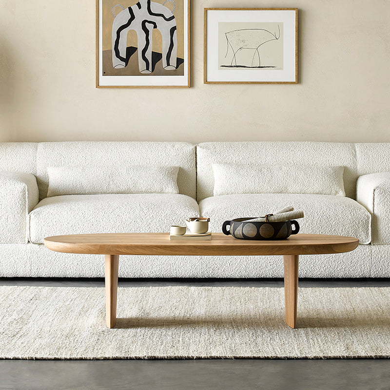 Modern Solid Wood Coffee Table Oval Sled Coffee Table for Living Room Clearhalo 'Coffee & Accent Tables' 'Coffee Tables' 'coffee_tables' 'furn' 'furn_coffee_tables' 'Furniture' 'Living Room Furniture' 6637325