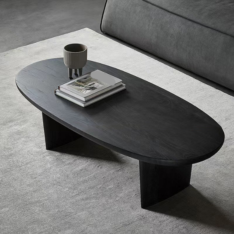 Modern Solid Wood Coffee Table Oval Sled Coffee Table for Living Room Black Clearhalo 'Coffee & Accent Tables' 'Coffee Tables' 'coffee_tables' 'furn' 'furn_coffee_tables' 'Furniture' 'Living Room Furniture' 6637326