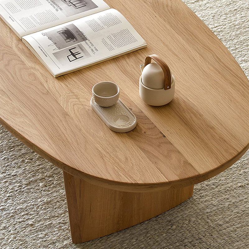 Modern Solid Wood Coffee Table Oval Sled Coffee Table for Living Room Clearhalo 'Coffee & Accent Tables' 'Coffee Tables' 'coffee_tables' 'furn' 'furn_coffee_tables' 'Furniture' 'Living Room Furniture' 6637330