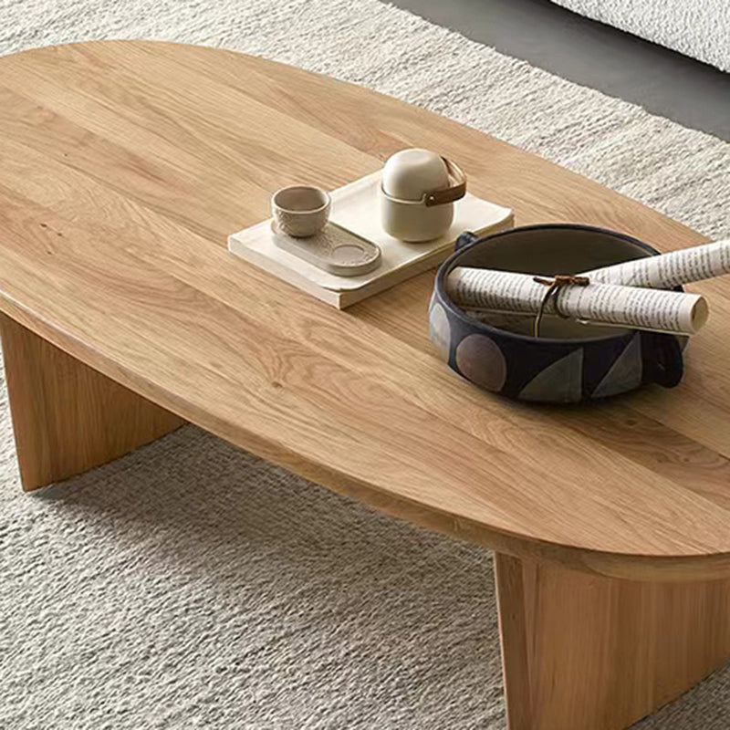Modern Solid Wood Coffee Table Oval Sled Coffee Table for Living Room Clearhalo 'Coffee & Accent Tables' 'Coffee Tables' 'coffee_tables' 'furn' 'furn_coffee_tables' 'Furniture' 'Living Room Furniture' 6637332