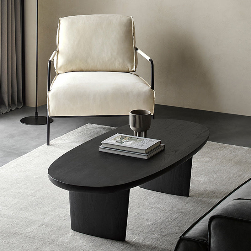 Modern Solid Wood Coffee Table Oval Sled Coffee Table for Living Room Clearhalo 'Coffee & Accent Tables' 'Coffee Tables' 'coffee_tables' 'furn' 'furn_coffee_tables' 'Furniture' 'Living Room Furniture' 6637333