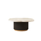 Slate and Metal Coffee Table No Distressing Pedestal Coffee Table Set 35"L x 31"W x 16"H Black Clearhalo 'Coffee & Accent Tables' 'Coffee Tables' 'coffee_tables' 'furn' 'furn_coffee_tables' 'Furniture' 'Living Room Furniture' 6637341