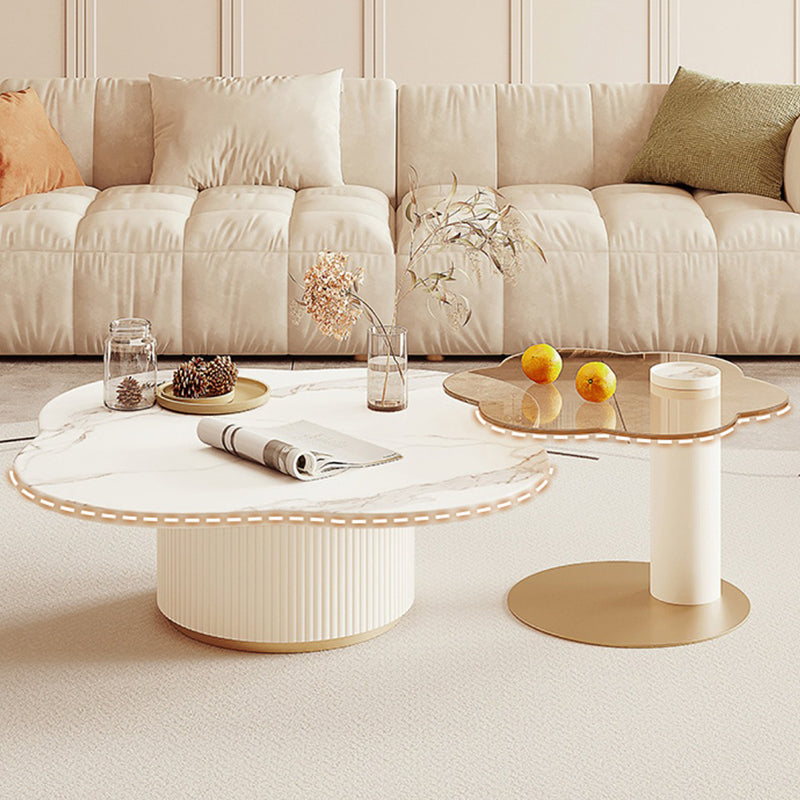 Slate and Metal Coffee Table No Distressing Pedestal Coffee Table Set Clearhalo 'Coffee & Accent Tables' 'Coffee Tables' 'coffee_tables' 'furn' 'furn_coffee_tables' 'Furniture' 'Living Room Furniture' 6637342