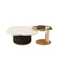 Slate and Metal Coffee Table No Distressing Pedestal Coffee Table Set 35"L x 31"W x 16"H + 22"L x 18"W x 18"H Black Clearhalo 'Coffee & Accent Tables' 'Coffee Tables' 'coffee_tables' 'furn' 'furn_coffee_tables' 'Furniture' 'Living Room Furniture' 6637345