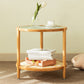 Tropical Glass Top Coffee Table Round Single Coffee Cocktail Table with Storage Shelf Clearhalo 'Coffee & Accent Tables' 'Coffee Tables' 'coffee_tables' 'furn' 'furn_coffee_tables' 'Furniture' 'Living Room Furniture' 6637372