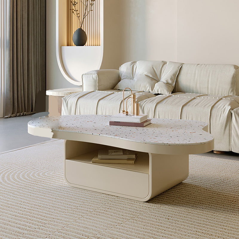 1 - Drawer and 1 - Shelf Coffee Cocktail Table Solid Wood Pedestal Coffee Table Clearhalo 'Coffee & Accent Tables' 'Coffee Tables' 'coffee_tables' 'furn' 'furn_coffee_tables' 'Furniture' 'Living Room Furniture' 6637384