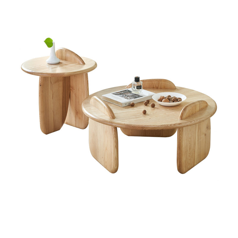 Contemporary Solid Wood Coffee Table Light Wood Coffee Cocktail Table 31"L x 31"W x 13"H + 20"L x 20"W x 22"H Clearhalo 'Coffee & Accent Tables' 'Coffee Tables' 'coffee_tables' 'furn' 'furn_coffee_tables' 'Furniture' 'Living Room Furniture' 6637404