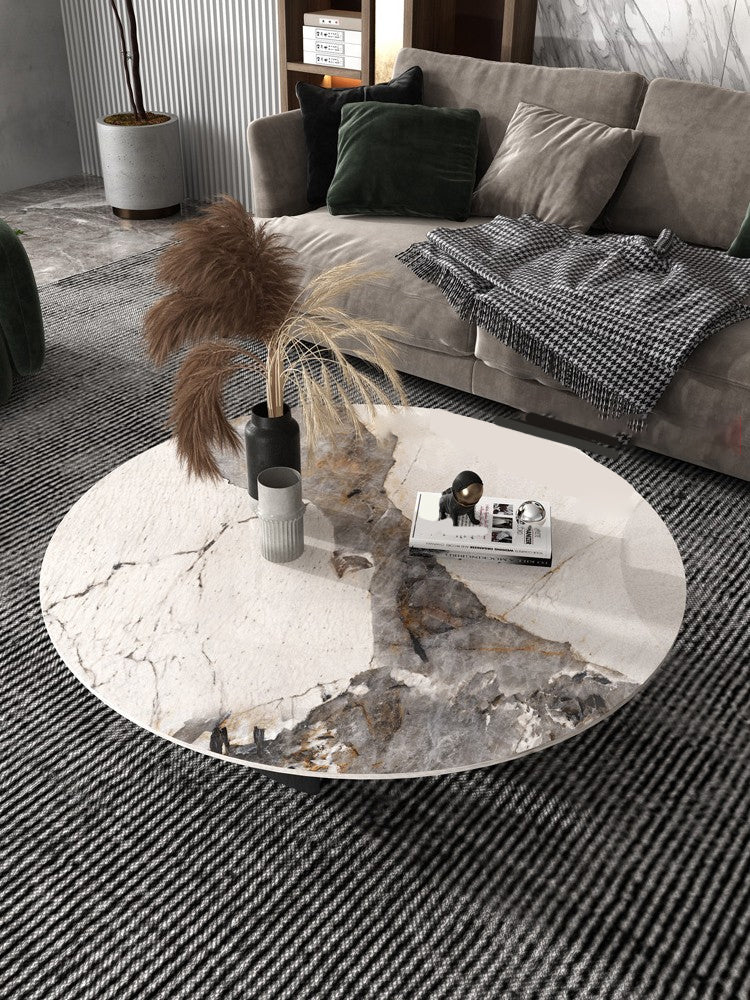 Slate Round Modern Coffee Table No Distressing Coffee Table Set Clearhalo 'Coffee & Accent Tables' 'Coffee Tables' 'coffee_tables' 'furn' 'furn_coffee_tables' 'Furniture' 'Living Room Furniture' 6637419