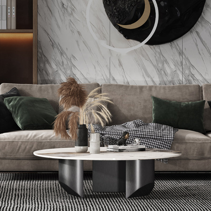 Slate Round Modern Coffee Table No Distressing Coffee Table Set Clearhalo 'Coffee & Accent Tables' 'Coffee Tables' 'coffee_tables' 'furn' 'furn_coffee_tables' 'Furniture' 'Living Room Furniture' 6637422