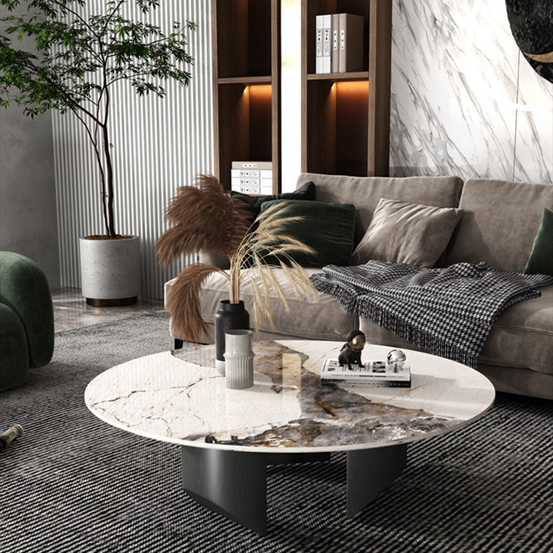 Slate Round Modern Coffee Table No Distressing Coffee Table Set Clearhalo 'Coffee & Accent Tables' 'Coffee Tables' 'coffee_tables' 'furn' 'furn_coffee_tables' 'Furniture' 'Living Room Furniture' 6637424