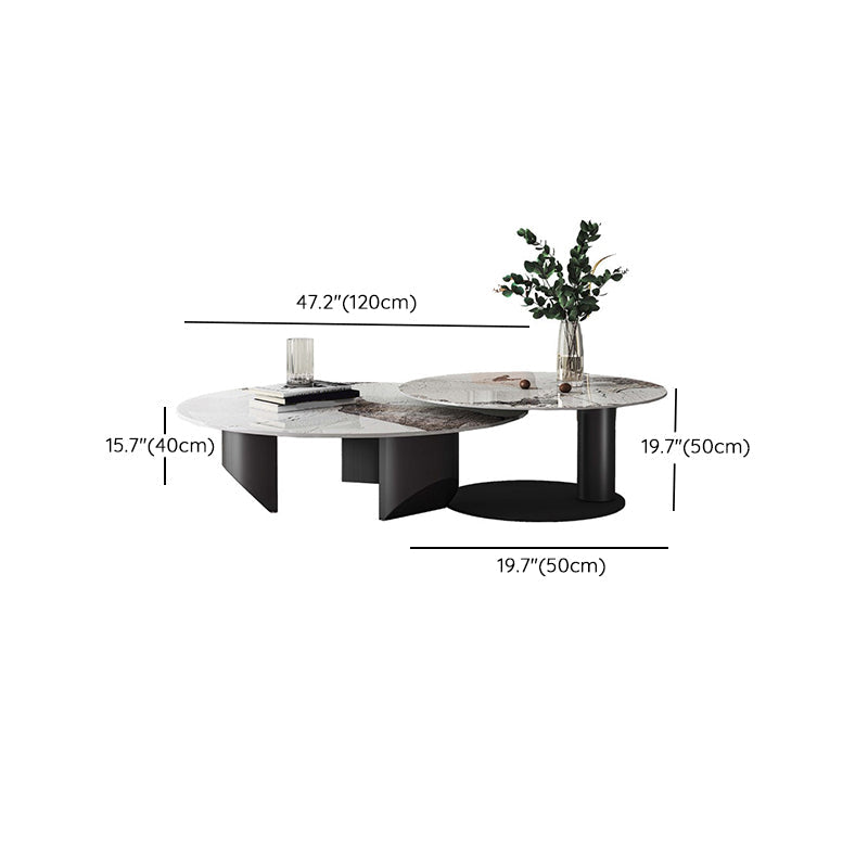 Slate Round Modern Coffee Table No Distressing Coffee Table Set Clearhalo 'Coffee & Accent Tables' 'Coffee Tables' 'coffee_tables' 'furn' 'furn_coffee_tables' 'Furniture' 'Living Room Furniture' 6637438