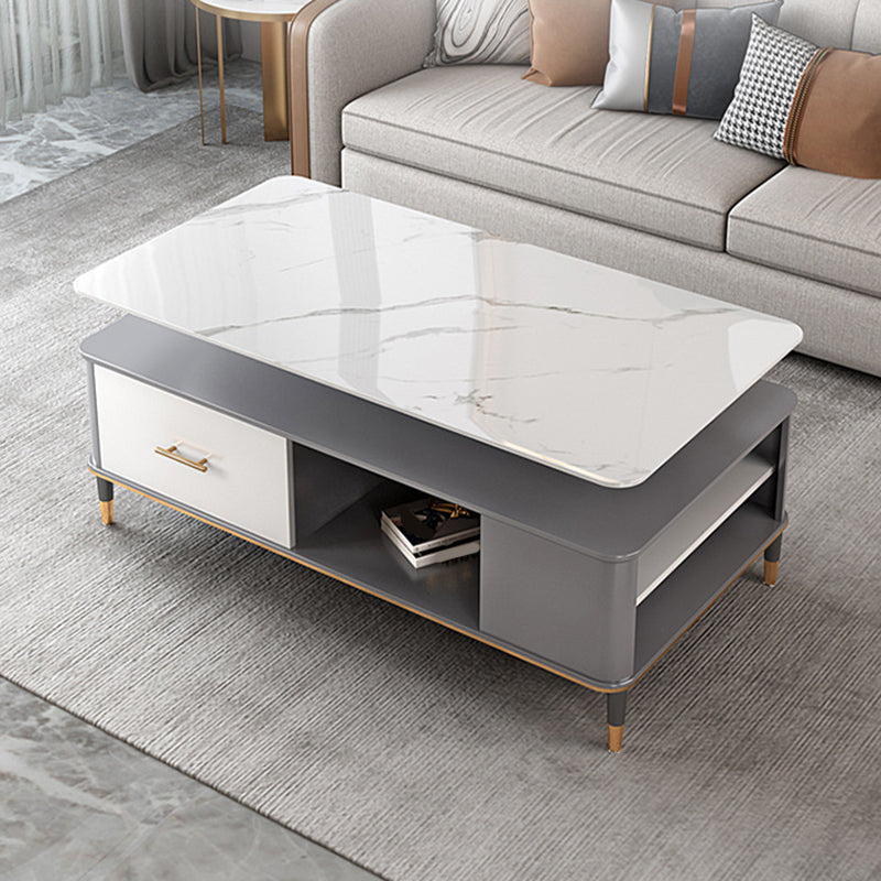 Mesa de centro Glam de 17" de alto, mesa de cóctel rectangular con cajón