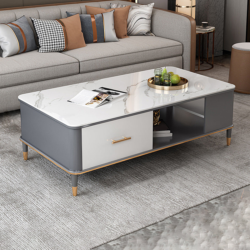 Mesa de centro Glam de 17" de alto, mesa de cóctel rectangular con cajón