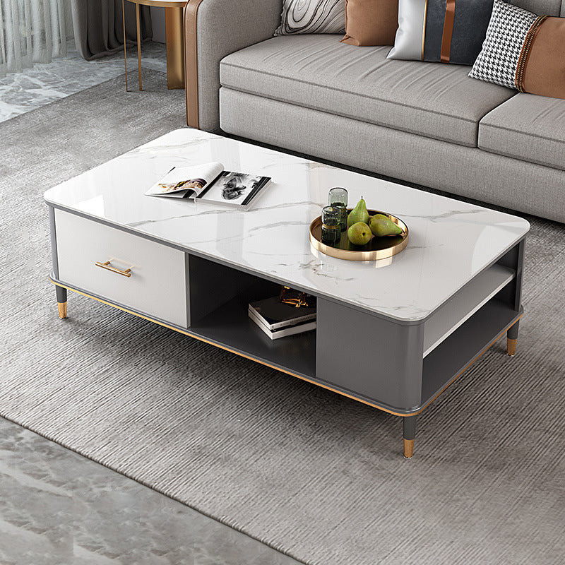 Mesa de centro Glam de 17" de alto, mesa de cóctel rectangular con cajón